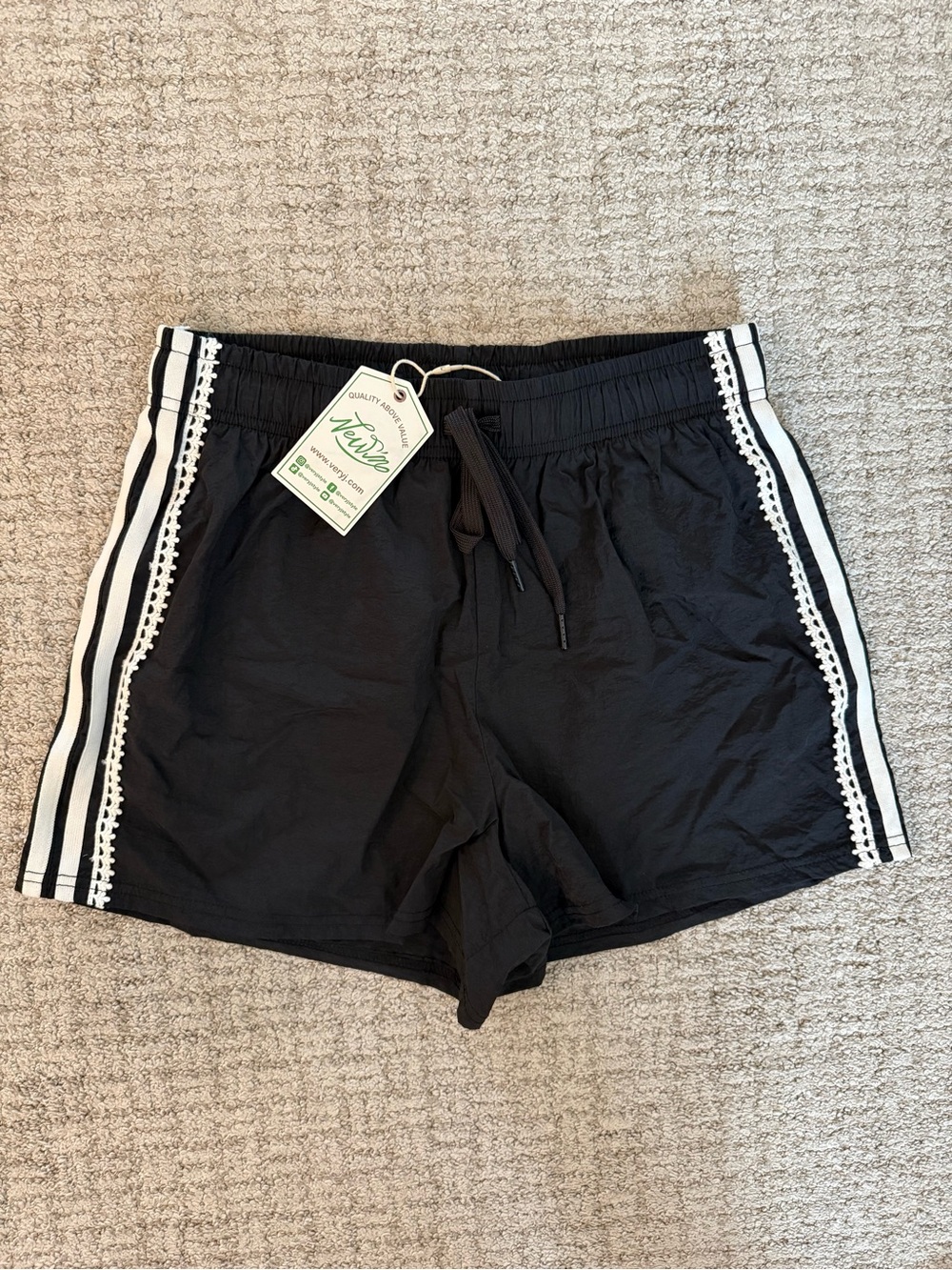 Very J Black Athletic Shorts with White Side Trim
